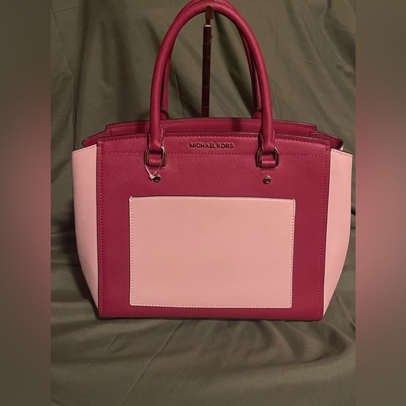 Micheal Kors Park Large Two-Tone Saffiano Leather Satchel